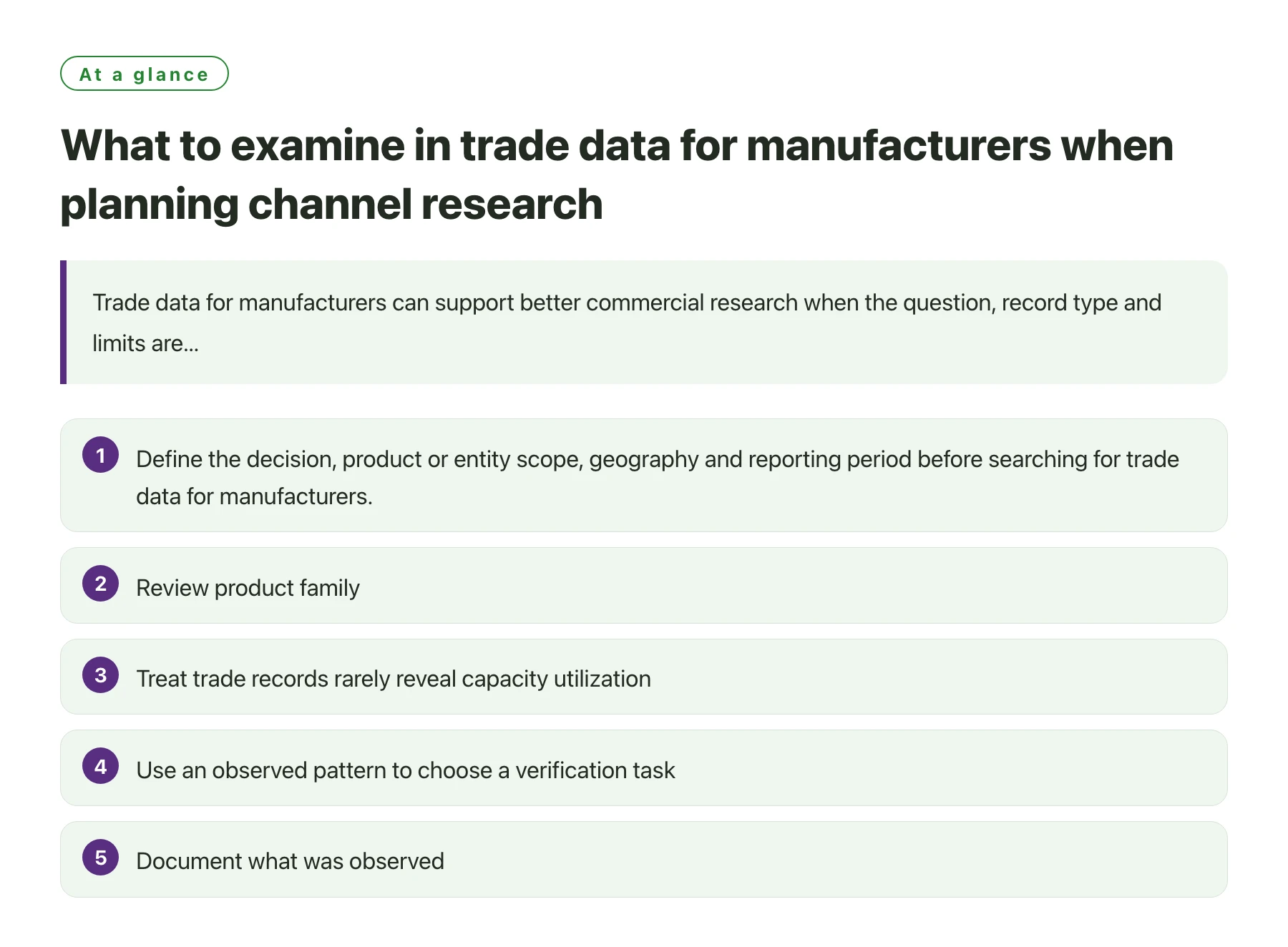 What to examine in trade data for manufacturers when planning channel research——全文要点速览