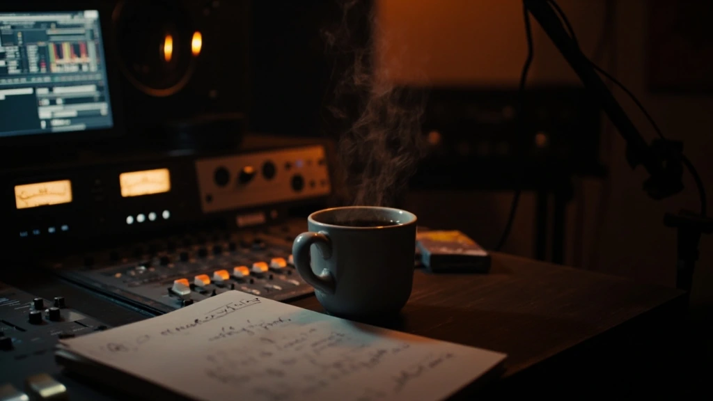 A mixing console at dusk, the heart of an independent label